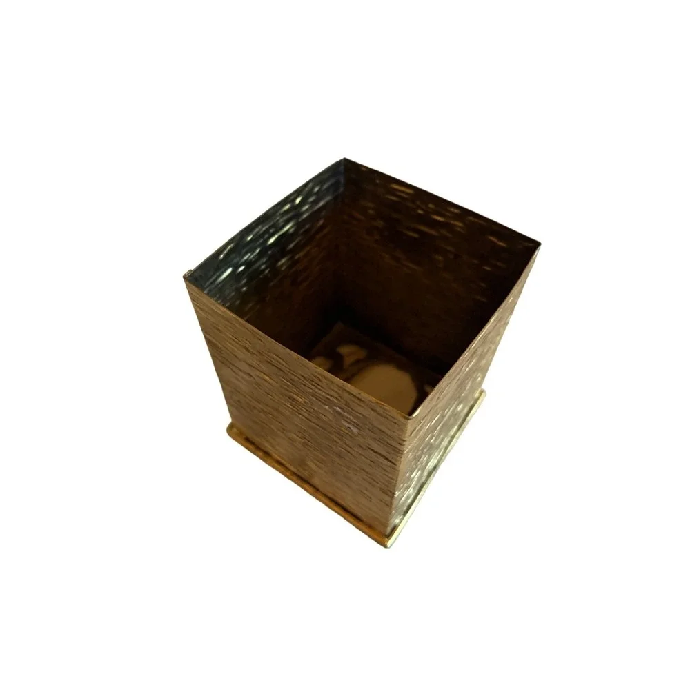 Vintage 1970s Brass Upright Tissue Box Cover Ribbon Detail